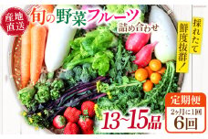 【6回定期便】2ヵ月に1回　「旬の野菜・フルーツ」 詰め合わせ セット（13品〜15品）/ 野菜 定期便 やさい 定期便 野菜セット やさいセット 春野菜 夏野菜 秋野菜 冬野菜 旬新鮮 / 南島原市 /長崎県農産品流通合同会社 [SCB092]