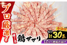 【12回定期便】九州産 焼き鳥セット 鶏せせり 30本 / やきとり ヤキトリ 焼鳥 串セット 国産 冷凍 小分け / 南島原市 / ふるさと企画 [SBA089]