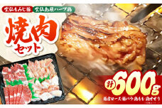 雲仙もみじ豚・雲仙島原ハーブ鶏　焼肉セット 600g / 焼き肉 やきにく 豚肉 鶏肉 / 南島原市 / はなぶさ [SCN166]