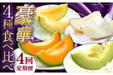 【2026年4月下旬〜発送】【4回定期便】メロン 4種 食べ比べ / プリンスメロン イエローキング タカミレッド タカミメロン / メロン めろん フルーツ 果物 / 南島原市 / 南島原果物屋 [SCV045]
