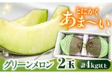 【2026年7月初旬～発送】グリーンメロン 2玉 約4kg / メロン めろん 果物 フルーツ / 南島原市 / うえだメロン園 [SAD010]
