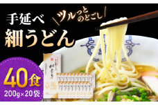 手延べ 細うどん 40食（200g×20袋）計4kg　/ 島原手延べうどん ウドン 饂飩 小分け 麺 めん 乾麺 川上の糸 保存食 お裾分け / 南島原市 / 川上製麺 [SCM089]