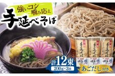 【希少！強いコシ】手延べ そば 600g(200ｇ×3袋)　あごだし10ｇ×3袋 / つゆ付き 蕎麦 ソバ そば 乾麺 麺 / 南島原市 / 野村屋 [SCS017]