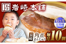 【全6回定期便】【簡易包装】長崎角煮まんじゅう 10個 長与町/岩崎本舗 [EAB024] 岩崎本舗の角煮まんじゅう かくに 角煮まん 角煮まんじゅう 長崎 岩崎 岩崎本舗 定期 定期便 ていきびん
