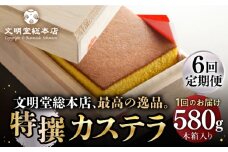 【全6回定期便】【木箱】特撰カステラ 580g 長与町/文明堂総本店 [EAK003] カステラ かすてら 長崎 贈答 ギフト お土産 デザート 熨斗 人気 和菓子 かすてら ざらめ ザラメ お取り寄せ 文明堂 定期 定期便