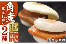 【全12回定期便】【化粧箱】長崎角煮まんじゅう12個＆大とろ角煮まんじゅう10個 長与町/岩崎本舗 [EAB036] 大とろ角煮 長崎 岩崎 岩崎本舗 定期 定期便