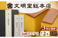 【全3回定期便】 長崎カステラ 2本（10切/本） 長与町/文明堂総本店 [EAK030] カステラ かすてら 長崎 ギフト 人気 和菓子 かすてら ざらめ ザラメ 文明堂 カット済み カット お取り寄せ 定期 定期便