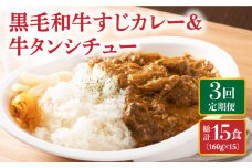 【全3回定期便】 黒毛和牛 牛すじカレー＆牛タンシチュー 毎月5食 長与町/炭火焼肉あおい [EBW003] 黒毛和牛 カレー かれー レトルト 牛タン 牛たん シチュー しちゅー 簡単 常温 定期便 定期 ていきびん