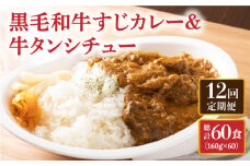 【全12回定期便】 黒毛和牛 牛すじカレー＆牛タンシチュー 毎月5食 長与町/炭火焼肉あおい [EBW005] 黒毛和牛 カレー かれー レトルト 牛タン 牛たん シチュー しちゅー 簡単 常温 定期便 定期 ていきびん