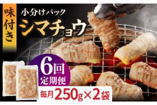【全6回定期便】【塩だれ】 九州産和牛 ホルモン シマチョウ 500g（250g×2袋）長与町/岩永ホルモン [EAX102] ホルモン焼き 国産 牛肉 ホルモン シマチョウ 小分け 味付き 冷凍 焼肉 焼き肉 和牛 塩 しお 牛 定期便 ていきびん 定期