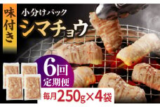 【全6回定期便】【塩だれ】九州産和牛 ホルモン シマチョウ 1kg（250g×4袋）長与町/岩永ホルモン [EAX106] ホルモン焼き 国産 牛肉 ホルモン シマチョウ 小分け 味付き 冷凍 焼肉 焼き肉 和牛 塩 しお 牛 定期便 ていきびん 定期