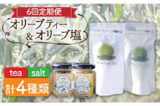 【全6回定期便】オリーブ塩 ＆ オリーブティー セット （各2種）長与町/ゆきのヶ丘オリーブ園 [EAV008] 調味料 お茶 オリーブティー