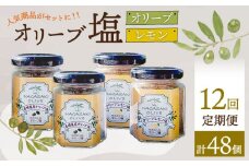 【12回定期便】オリーブ塩＆オリーブレモン塩 セット（各2個）計48個 長与町/ゆきのヶ丘オリーブ園 [EAV017] 調味料 オリーブ 塩