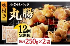 【全12回定期便】【塩だれ】 九州産和牛 ホルモン 丸腸 500g（250g×2袋）長与町/岩永ホルモン [EAX119] ホルモン焼き 国産 牛肉 ホルモン 丸腸 小分け 味付き 冷凍 焼肉 焼き肉 和牛 塩 しお 牛 定期便 ていきびん 定期
