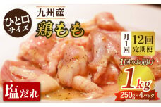 【12回定期便】ひと口サイズ 鶏もも（塩だれ味）約1kg（250g×4袋） 長与町/岩永ホルモン [EAX123] 国産 鶏肉 モモ肉 もも肉 味付き 小分け カット 冷凍 定期便 ていきびん 定期