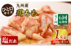 【6回定期便】ひと口サイズ 鶏もも（塩だれ味） 約1kg（250g×4袋） 長与町/岩永ホルモン [EAX122] 国産 鶏肉 モモ肉 もも肉 味付き 小分け カット 冷凍 定期便 ていきびん 定期