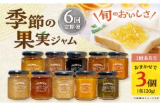 【6回定期便】季節の果実ジャム 3個（各120g） 長与町/アグリューム [EAI090] 瓶 セット ジャム