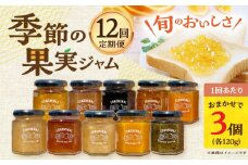 【12回定期便】季節の果実ジャム 3個（各120g） 長与町/アグリューム [EAI091] 瓶 セット ジャム