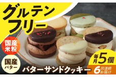 【6回定期便】バターサンドクッキー 5個 長与町/ Lilla Lotta（リラロッタ） [EBR015]グルテンフリースイーツ スイーツ すいーつ 米粉 こめこ 焼菓子 詰め合わせ お菓子 クッキー クッキーサンド バターサンド ばたーさんど 冷凍 個包装 人気 ランダム おかし 定期便 ていきびん