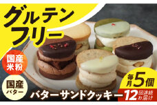 【12回定期便】バターサンドクッキー 5個 長与町/ Lilla Lotta（リラロッタ） [EBR016]グルテンフリースイーツ スイーツ すいーつ 米粉 こめこ 焼菓子 詰め合わせ お菓子 クッキー クッキーサンド バターサンド ばたーさんど 冷凍 個包装 人気 ランダム おかし 定期便 ていきびん