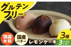【3回定期便】レモンケーキ 3種（6個） 長与町/Lilla Lotta（リラロッタ） [EBR030] グルテンフリースイーツ スイーツ すいーつ 米粉 こめこ 焼菓子 詰め合わせ お菓子 レモンケーキ れもんけーき 長崎 冷凍 個包装 人気 ランダム おかし 定期便 定期 ていきびん