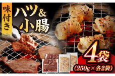 【塩だれ】九州産和牛 ホルモン 2種 計1kg（ ハツ 250g×2袋・ 小腸 250g×2袋） 長与町/岩永ホルモン [EAX138] ホルモン焼き 国産 牛肉 ホルモン ほるもん ミックス みっくす 小分け 味付き 冷凍 焼肉 焼き肉 和牛 塩 しお 牛