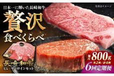 【6回定期便】 ステーキ 【A4-A5】長崎和牛 ヒレ・サーロインセット 計800g （ヒレ約150g×2枚・サーロイン約250g×2枚） 長与町/meat shop FUKU [ECS051]ステーキ肉 国産 冷凍 牛肉 ヒレ ひれ サーロイン さーろいん すてーき ステーキ ステーキ肉 a4 a5 4枚 定期便 定期