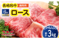 【6回定期便】 長崎和牛 焼肉 ロース 約500g 長与町/ワタナベ商店 [ECT019] 国産 長崎和牛 和牛 ロース ろーす 焼き肉 牛肉 冷凍 ソース付き ギフト お祝い 定期 定期便