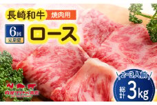 【6回定期便】 長崎和牛 焼肉 ロース 約500g 長与町/ワタナベ商店 [ECT019] 国産 長崎和牛 和牛 ロース ろーす 焼き肉 牛肉 冷凍 ソース付き ギフト お祝い 定期 定期便