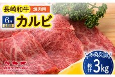【6回定期便】 長崎和牛 焼肉 カルビ 約500g 長与町/ワタナベ商店 [ECT023] 国産 長崎和牛 和牛 カルビ かるび カルビ肉 焼き肉 牛肉 冷凍 ソース付き ギフト お祝い 定期 定期便