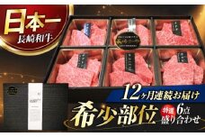 【12回定期便】長崎和牛 焼肉盛り合わせ（特選）6点 長与町/meat shop FUKU [ECS064]国産 和牛 焼肉セット 牛肉 ヒレ シャトーブリアン やきにく 焼肉 焼き肉 焼肉セット 食べ比べ 赤身 牛肉 冷凍 定期便 定期 ていきびん 12回
