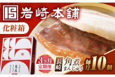 【3回定期便】【化粧箱】長崎角煮まんじゅう 10個 長与町/岩崎本舗 [EAB090] 岩崎本舗の角煮まんじゅう かくに 角煮まん 角煮まんじゅう 長崎 岩崎 岩崎本舗 定期 定期便 ていきびん
