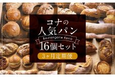 【3回定期便】konaの人気パン16個セット×3回お届け 合計48個 