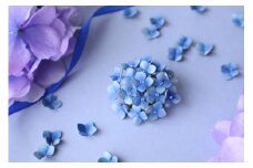 紫陽花 革花ブローチ ブルー/夏 コサージュ/レザー アクセサリー 牛革 革 レディース ハンドメイド 贈り物 プレゼント 夏