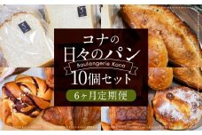 【6ヶ月定期便】konaの日々のパン 10個セット 10種 詰め合わせ ブレッド 食パン クロワッサン シナモンロール くるみパン キャロットケーキ リュスティック パン・オ・ショコラ