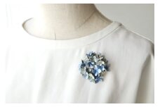 紫陽花 ー折重ー 革花リースブローチ・コサージュ／初夏／6月誕生花／2024 アクセサリー ブローチ ファッション 花 フラワー モチーフ 牛革 革 レディース ハンドメイド 贈り物 プレゼント ギフト 長崎県 時津町