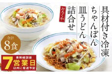 みろくや 具材付き 冷凍ちゃんぽん・皿うどん 詰合せ（各4食）／MR3 ちゃんぽん 冷凍皿うどん お取り寄せ グルメ セット 具材たっぷり ちゃんぽんの素 皿うどんの素 魚貝の旨味 スープ付き 冷凍 簡単 晩ごはん 昼ごはん 時短 時津町 本場 長崎 