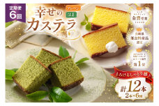 カステラ 定期便 幸せのカステラ 2種 プレーン 1号 560g 1本 抹茶 0.6号 310g 1本 計2本 6回 総計12本 [長崎カステラセンター心泉堂 長崎県 東彼杵町 hs42bag180022] 和菓子 かすてら 長崎 お菓子 おやつ