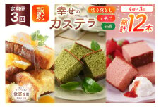 カステラ 訳あり 切り落とし 定期便 幸せのカステラ 0.6号 310g 2種 抹茶 いちご 各1本 カステラ 切り落とし 1パック 250g 計870g 3回 総計2.61kg [長崎カステラセンター心泉堂 長崎県 東彼杵町 hs42bag180041] 和菓子 かすてら 長崎 お菓子 おやつ