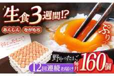 【12回定期便】産みたて新鮮卵 野中のたまご  160個×12回 計1920個【野中鶏卵】[OAC012] / 卵 たまご 長持ち 濃厚 玉子 卵 濃厚 タマゴ 鶏卵 オムレツ 卵かけご飯 卵焼き 卵 おいしい 美味しい たまご 料理 新鮮 卵 自宅 贈答 定期便