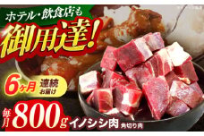 【6回定期便】ジビエ 天然イノシシ肉 角切り肉 800g（カレー・シチュー）【照本食肉加工所】[OAJ062] / 猪 猪肉 いのしし肉 イノシシ イノシシ肉 ジビエ いのしし 長崎県猪 川棚町産猪 ぼたん鍋用いのしし 九州産イノシシ じびえ ジビエ ジビエ肉