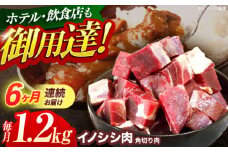 【6回定期便】ジビエ 天然イノシシ肉 角切り肉 1.2kg（カレー・シチュー）【照本食肉加工所】[OAJ065] / 猪 猪肉 いのしし肉 イノシシ イノシシ肉 ジビエ いのしし 長崎県猪 川棚町産猪 ぼたん鍋用いのしし 九州産イノシシ じびえ ジビエ ジビエ肉