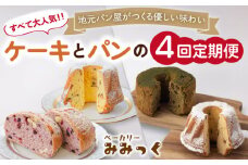 【4回定期便】クグロフ ＆ 赤ワインブレッド ＆ 抹茶シフォンケーキ 毎月2個 計8個 お届け！【ベーカリーみみっく】[OBK004] / ケーキ パン ブレッド クグロフケーキ 抹茶 シフォンケーキ 甘いパン しふぉんけーき 抹茶スイーツ 菓子パン ご褒美ケーキ スイーツ パン 赤ワインブレッド レーズンパン