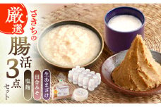 さきちの厳選腸活3点セット（生きた酵素の生あまざけ 100g×15本・手作り糀の田舎みそ(麦みそ)・食材のうまみ倍増 塩糀）【株式会社 咲吉】[OBF024] / 味噌 みそ ミソ 甘酒 塩糀 糀 調味料 塩糀 こうじ 生甘酒 酵素甘酒 酵素調味料 健康味噌 しおこうじ なまあまざけ 酵素 米 米糀 糀 川棚甘酒 長崎産あまざけ