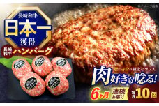 【6回定期便】長崎和牛ハンバーグ 10個【株式会社 黒牛】[OCE069] / 牛肉100%ハンバーグ はんばーぐ 絶品ハンバーグ 牛肉ハンバーグ 国産牛 和牛ハンバーグ ハンバーグ用