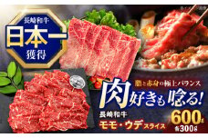 長崎和牛 すき焼き・しゃぶしゃぶ用 赤身スライス600g (モモ・ウデ 各300g)【株式会社 黒牛】[OCE092] / 牛肉 赤身 すき焼き用スライス 赤身肉 すきやき用 国産牛肉すらいす 牛肉 赤身スライス すき焼き用 赤身肉スライス すきやき用 国産牛肉