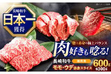 長崎和牛 焼肉用 赤身スライス600g (モモ・ウデ 各300g)【株式会社 黒牛】[OCE096] / 赤身 スライス 焼肉用赤身スライス 牛肉 焼肉 牛肉スライス
