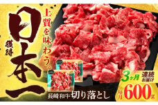 【3回定期便】長崎和牛 切り落とし 600g(300g×2)【有限会社長崎フードサービス】[OCD018] / 牛肉 国産牛 切り落とし きりおとし 牛肉切り落とし 肉じゃが 家庭用 ストック