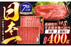 長崎和牛 赤身＆霜降 すき焼き食べ比べセット 各200g【株式会社田中精肉店】 [OCA043]