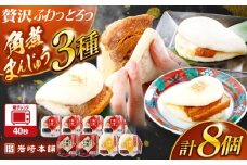 角煮まんじゅう3種食べ比べ　計8個セット（角煮まん・大トロ角煮まん・チーズ角煮まん）【株式会社岩崎食品】 [OCT033]